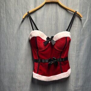 🏴 Spencer's sexy Santa Red and Black Corset with White Trim size large